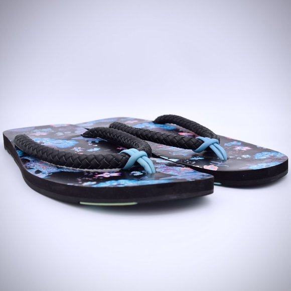 Paul Smith PS Black Floral Thong Sandals 10 Braided Leather Flip Flops Pink Blue